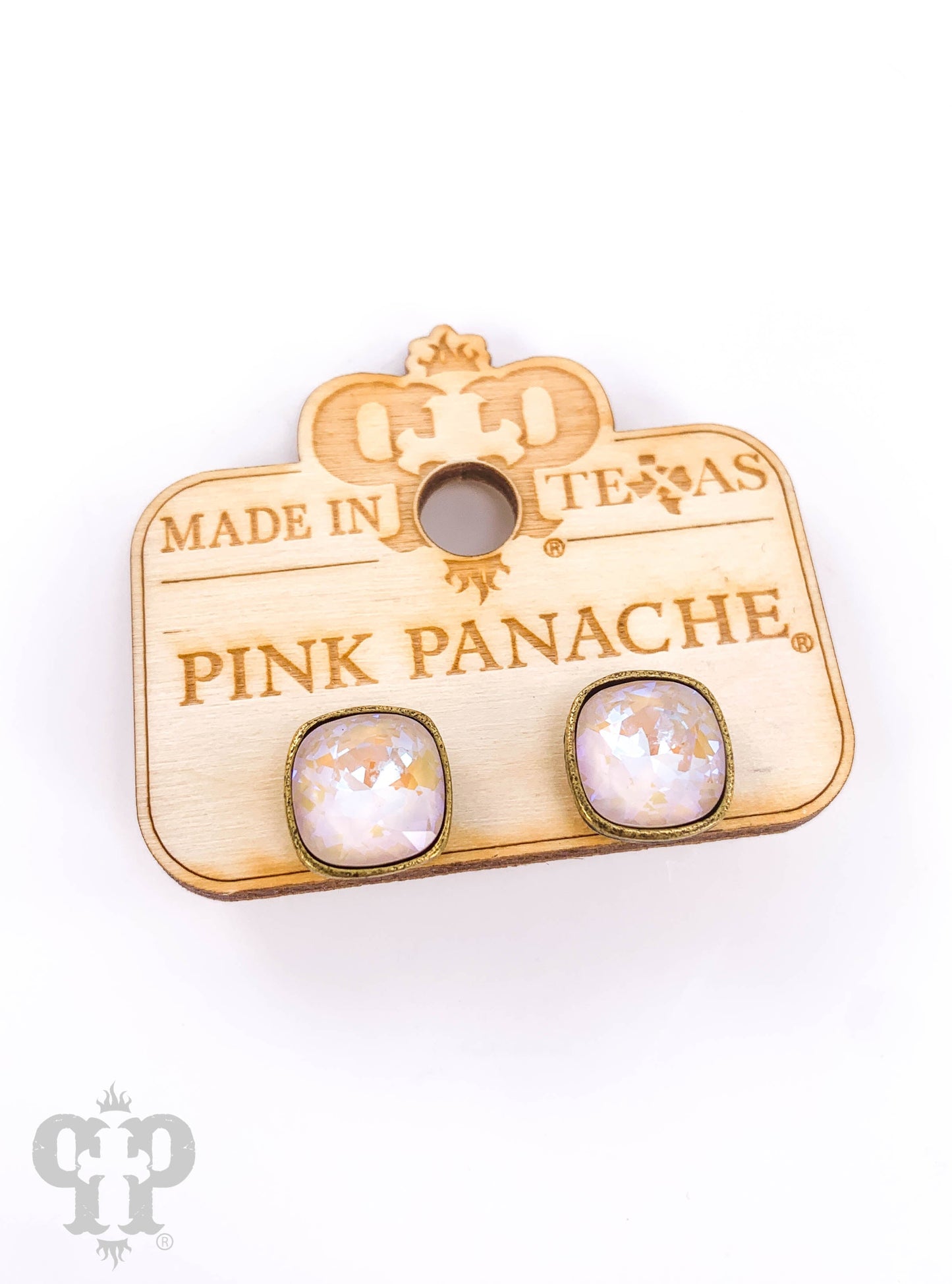 Austrian square crystal post earring, 12mm