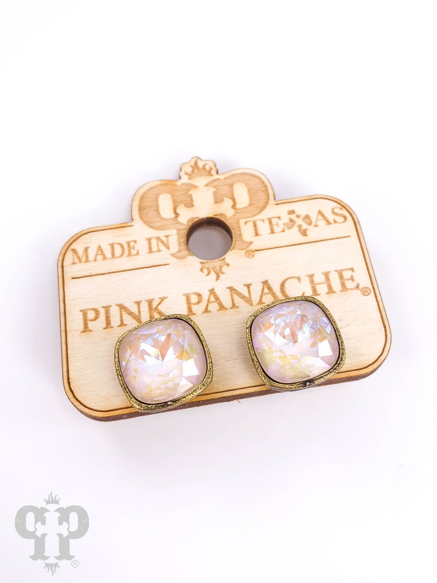 Austrian square crystal post earring, 10mm