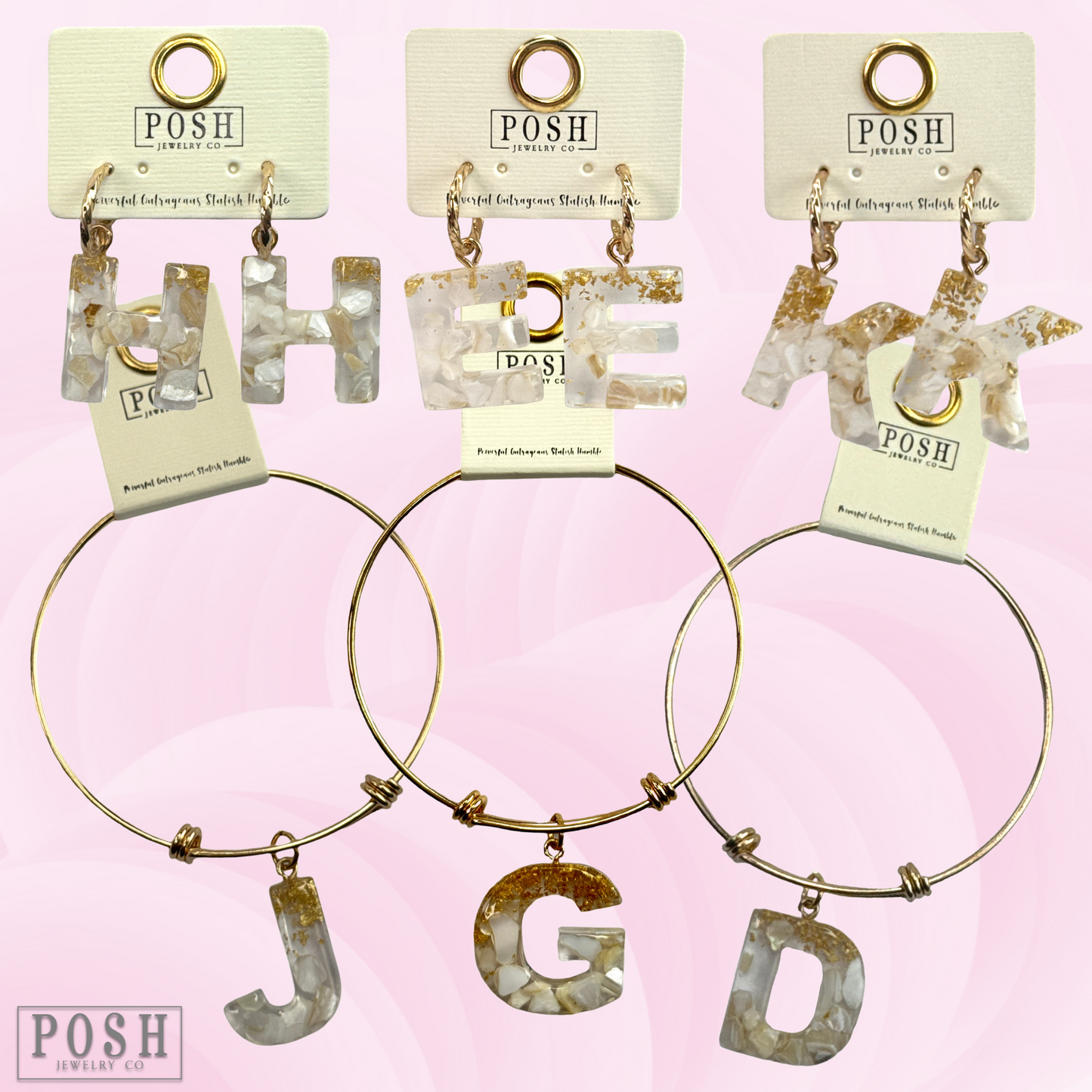 Monogram letter on hoop earring, last call