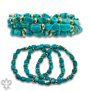 Turquoise and 18k gold dipped bracelet set