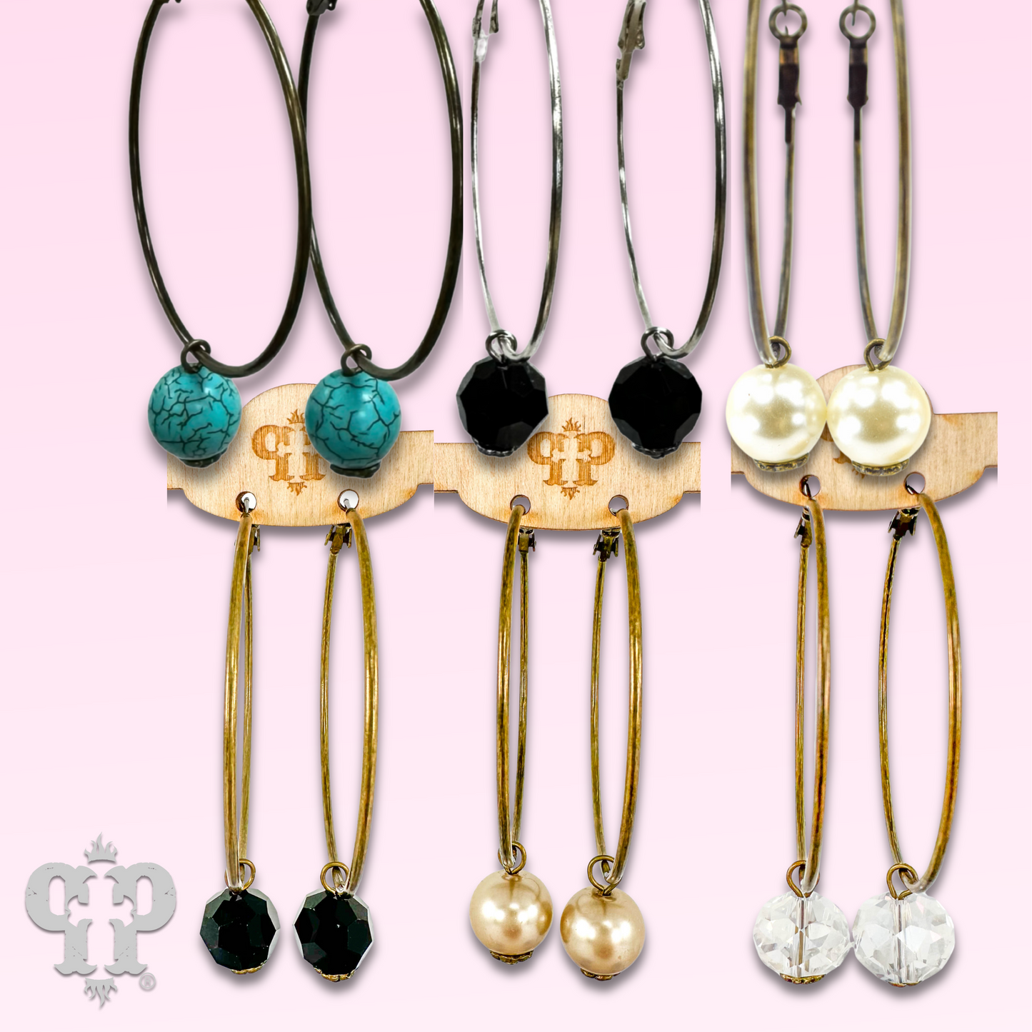 Hoop and bead drop earring