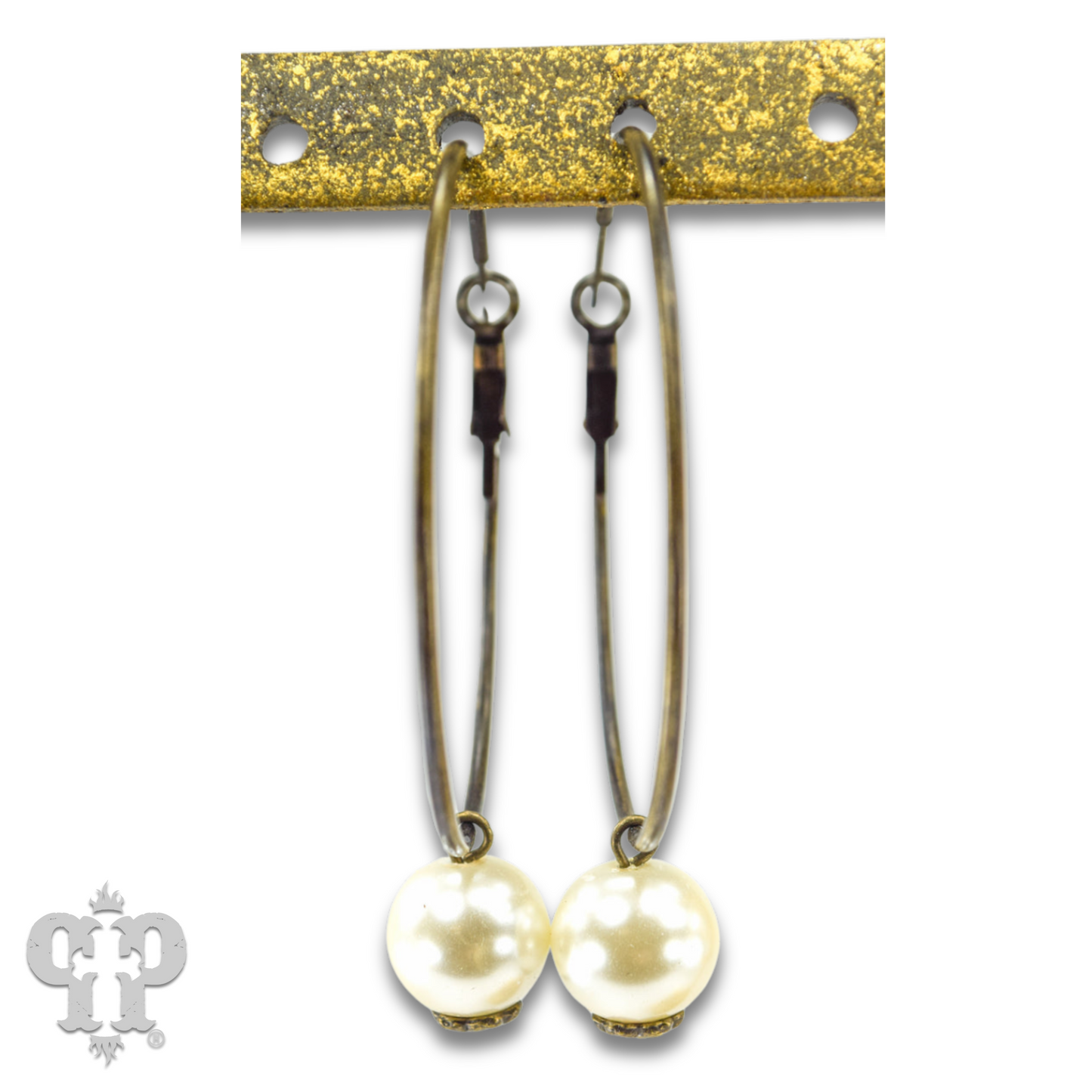 Hoop and bead drop earring