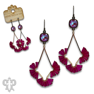 Teardrop earring with fluted beads and Austrian crystal