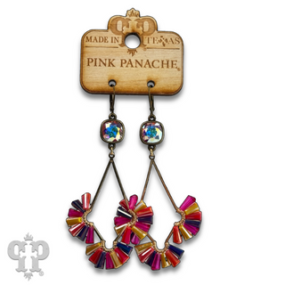 Teardrop earring with fluted beads and Austrian crystal