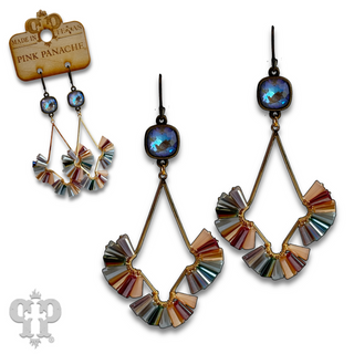 Teardrop earring with fluted beads and Austrian crystal