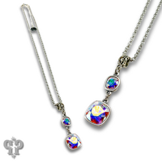 Double square Austrian crystal necklace