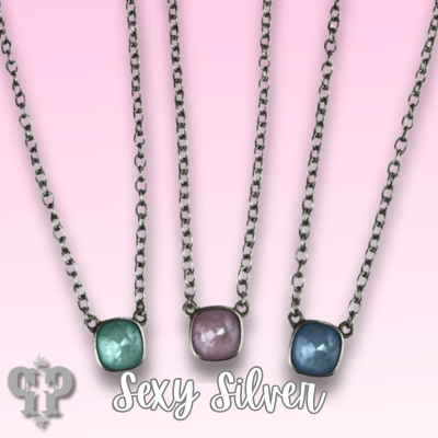 Austrian square crystal chain necklace, 10mm