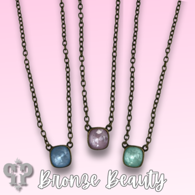 Austrian square crystal chain necklace, 10mm