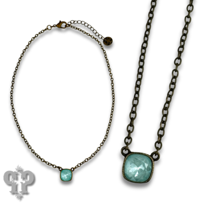 Austrian square crystal chain necklace, 10mm