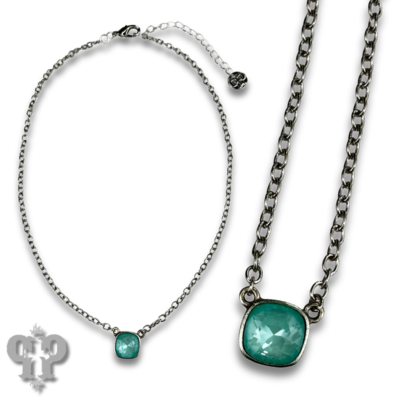 Austrian square crystal chain necklace, 10mm
