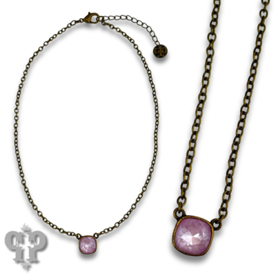 Austrian square crystal chain necklace, 10mm