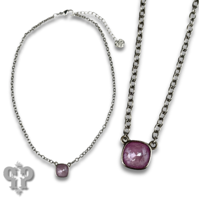Austrian square crystal chain necklace, 10mm