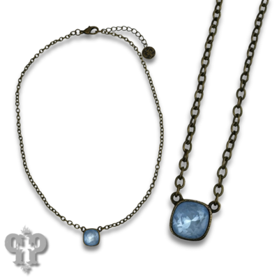 Austrian square crystal chain necklace, 10mm