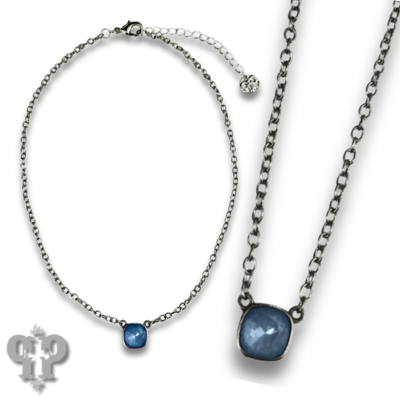 Austrian square crystal chain necklace, 10mm