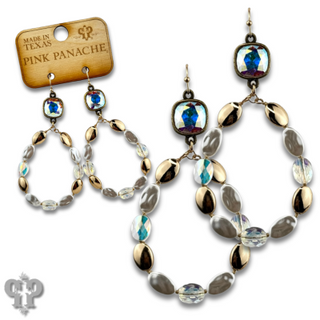 Oval bead teardrop earring with Austrian crystal