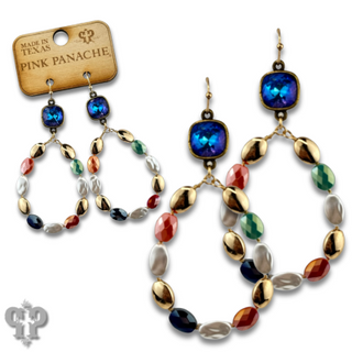 Oval bead teardrop earring with Austrian crystal