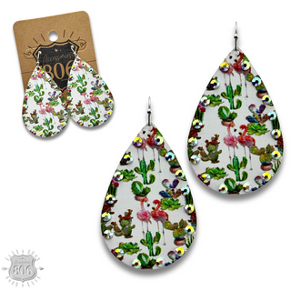 Rhinestone rim metal teardrop earring