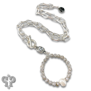 Pave rhinestone bead necklace, Austrian crystal