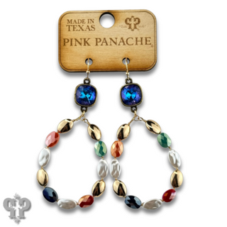 Oval bead teardrop earring with Austrian crystal