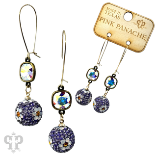 Crystal mesh floral pattern dangle earring with Austrian crystal