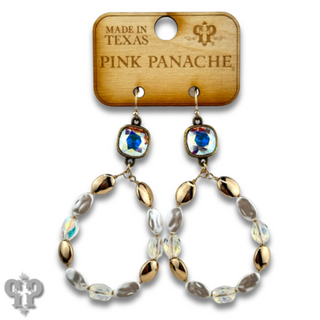 Oval bead teardrop earring with Austrian crystal