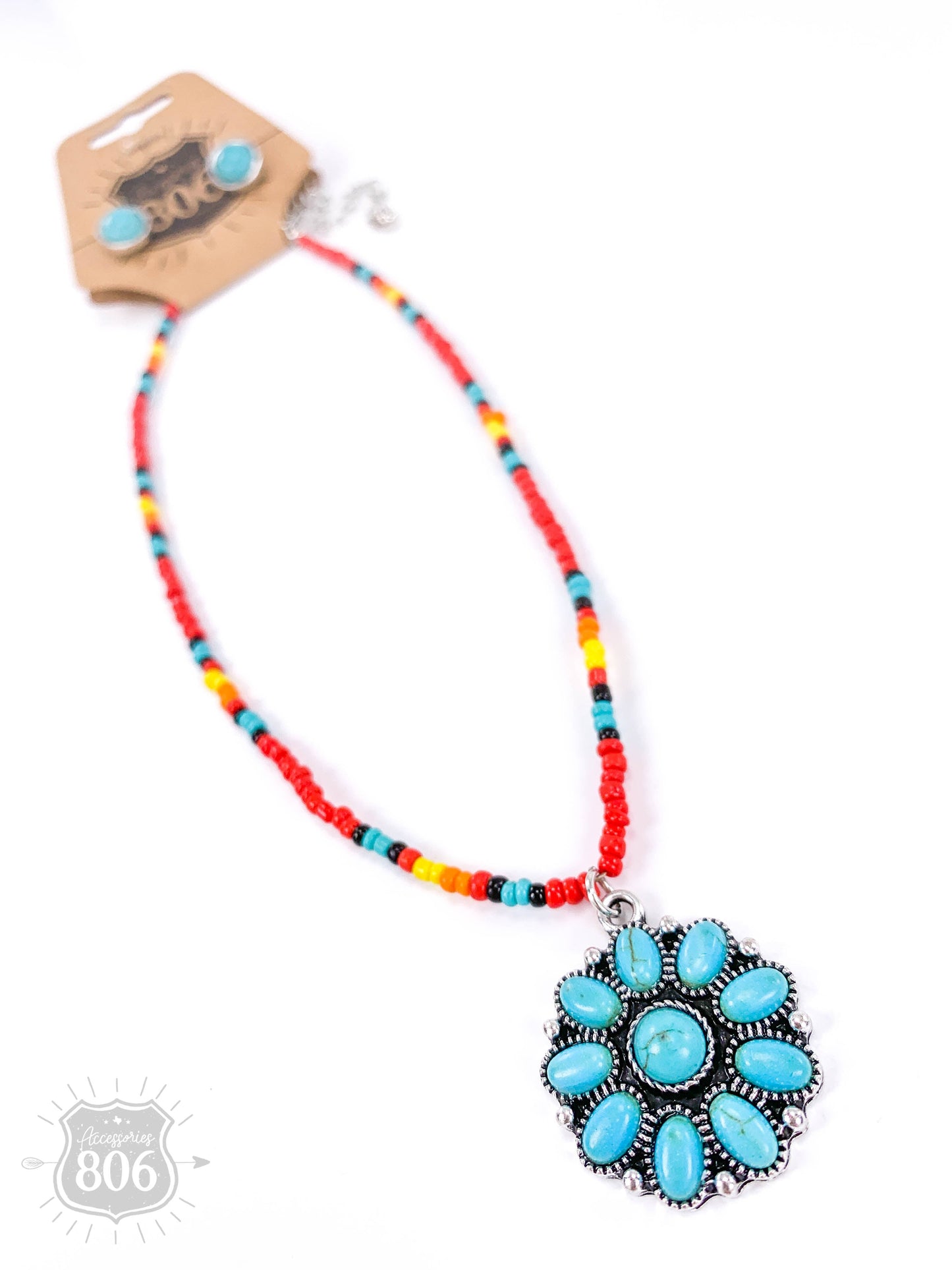 Stone flower pendant necklace set, last call