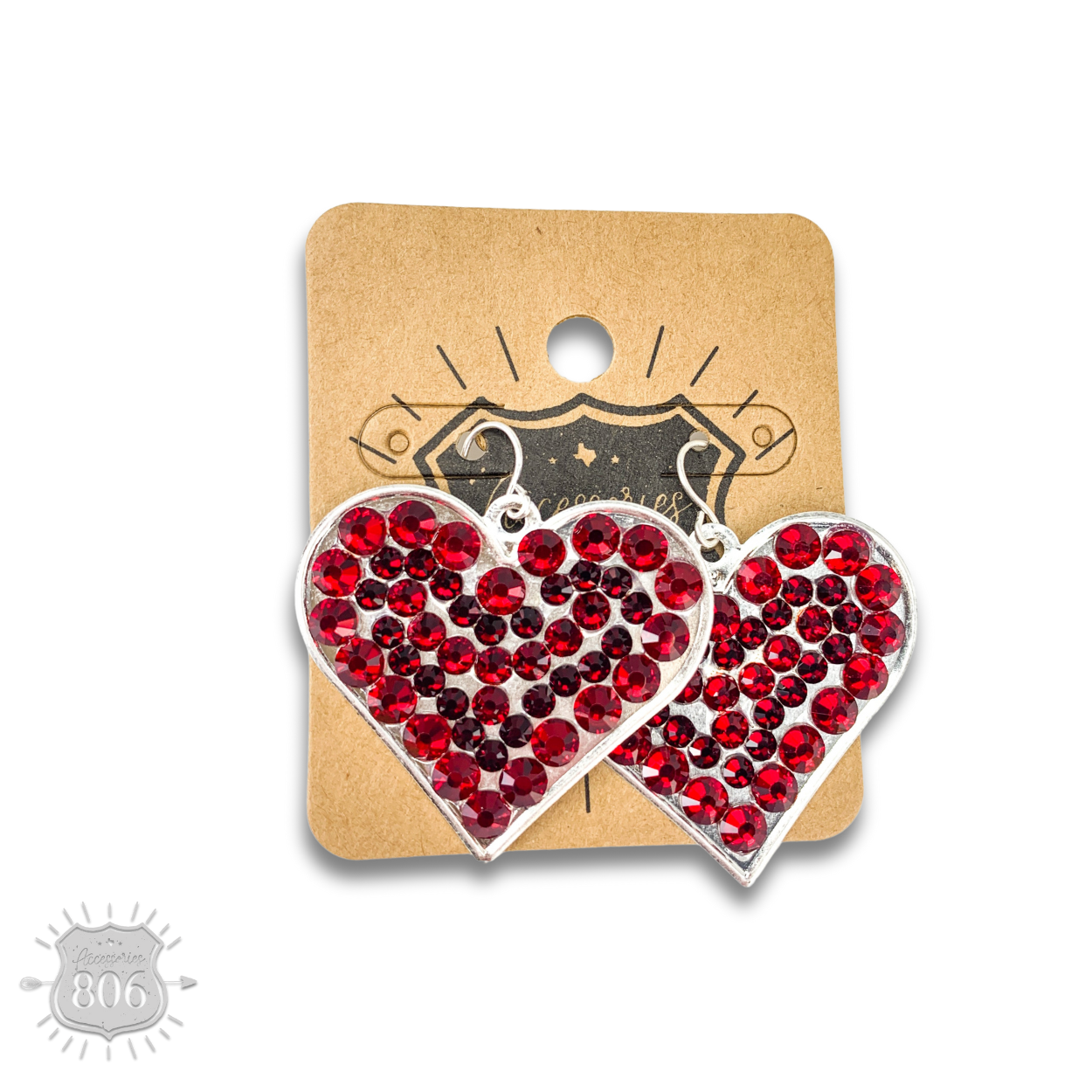 Rhinestone filled heart earring