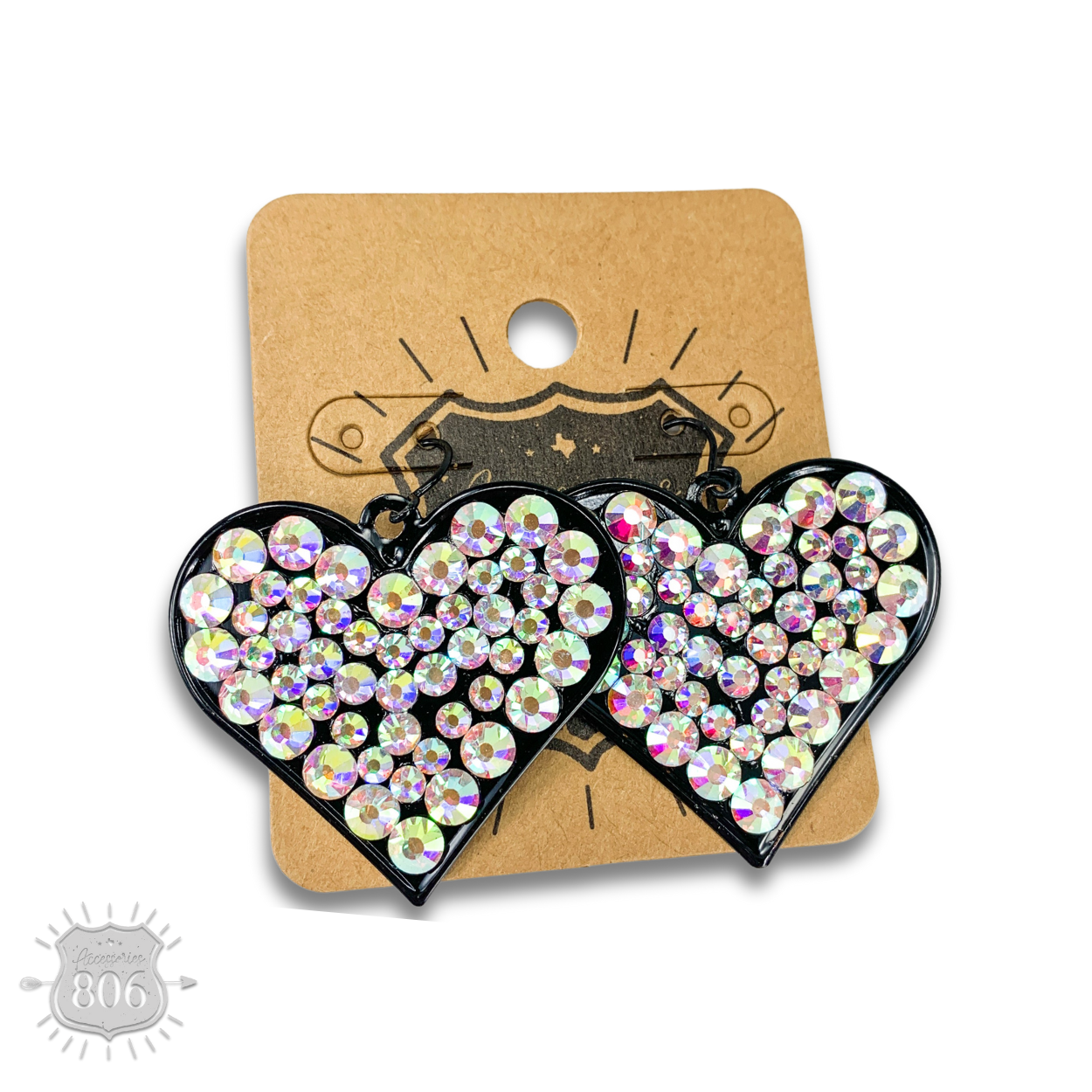 Rhinestone filled heart earring