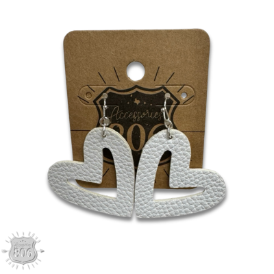 Pebbled leather heart earring
