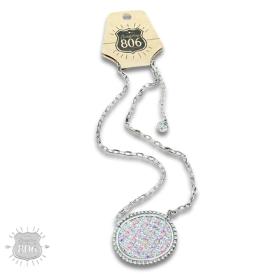 Rhinestone filled oval necklace