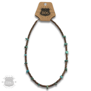 Saucer bead and stone necklace