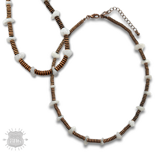 Saucer bead and stone necklace