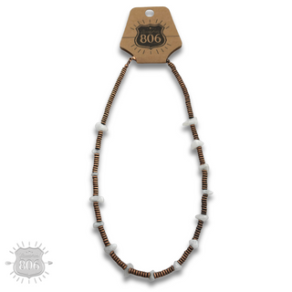 Saucer bead and stone necklace