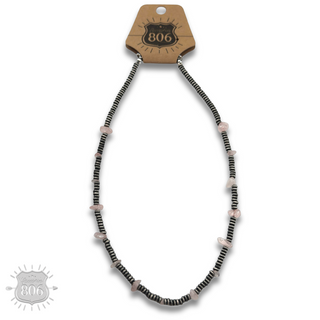 Saucer bead and stone necklace