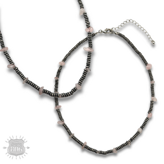 Saucer bead and stone necklace