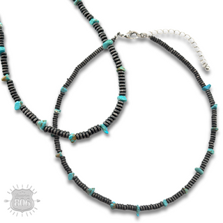 Saucer bead and stone necklace