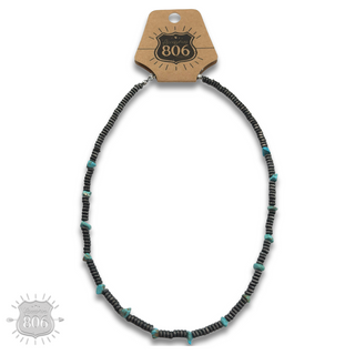 Saucer bead and stone necklace