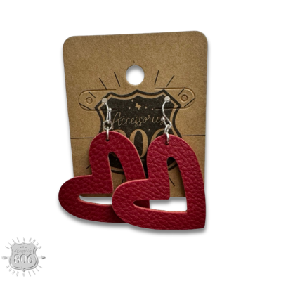 Pebbled leather heart earring