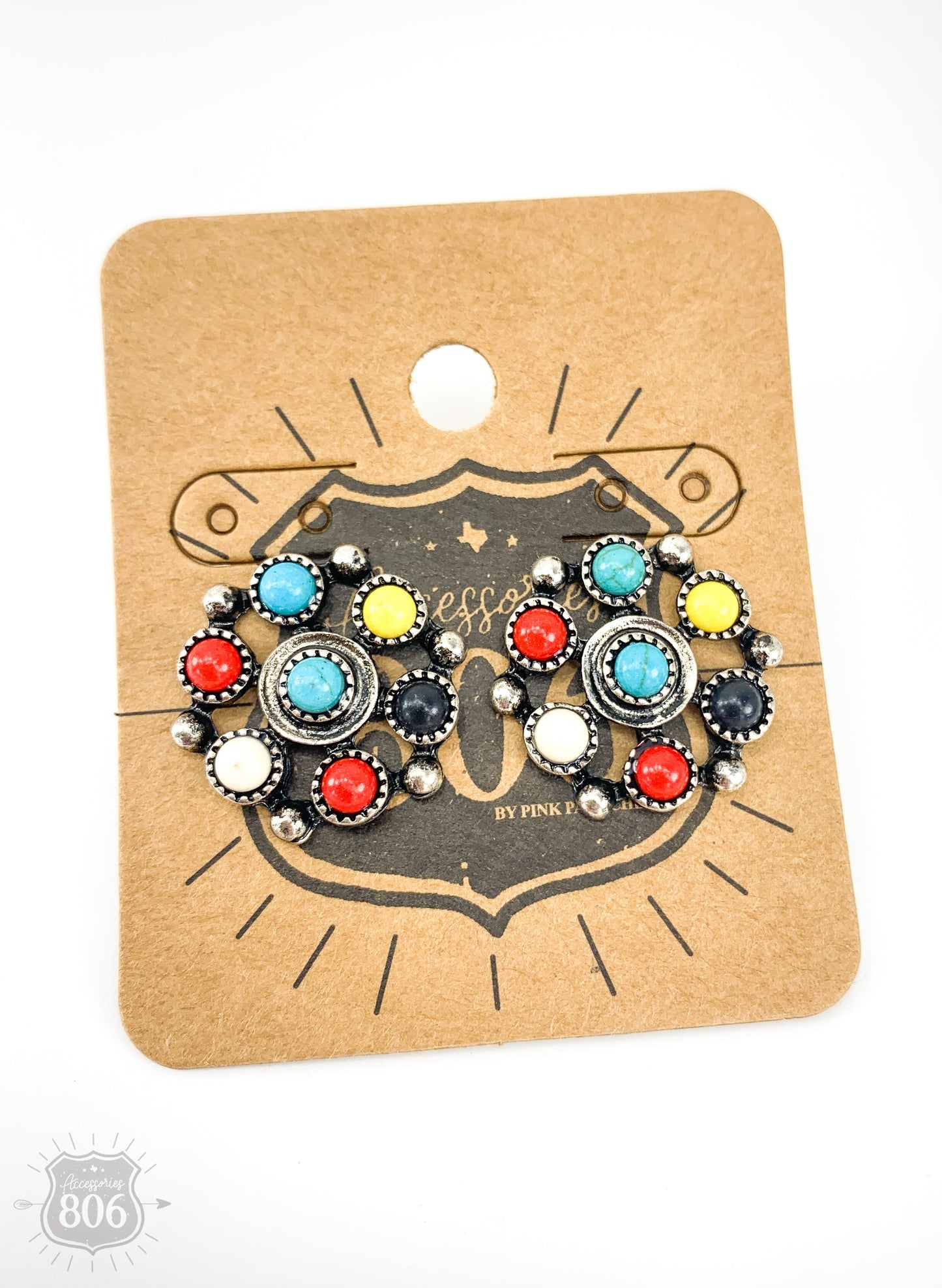 Multi-color stone post earrings, last call