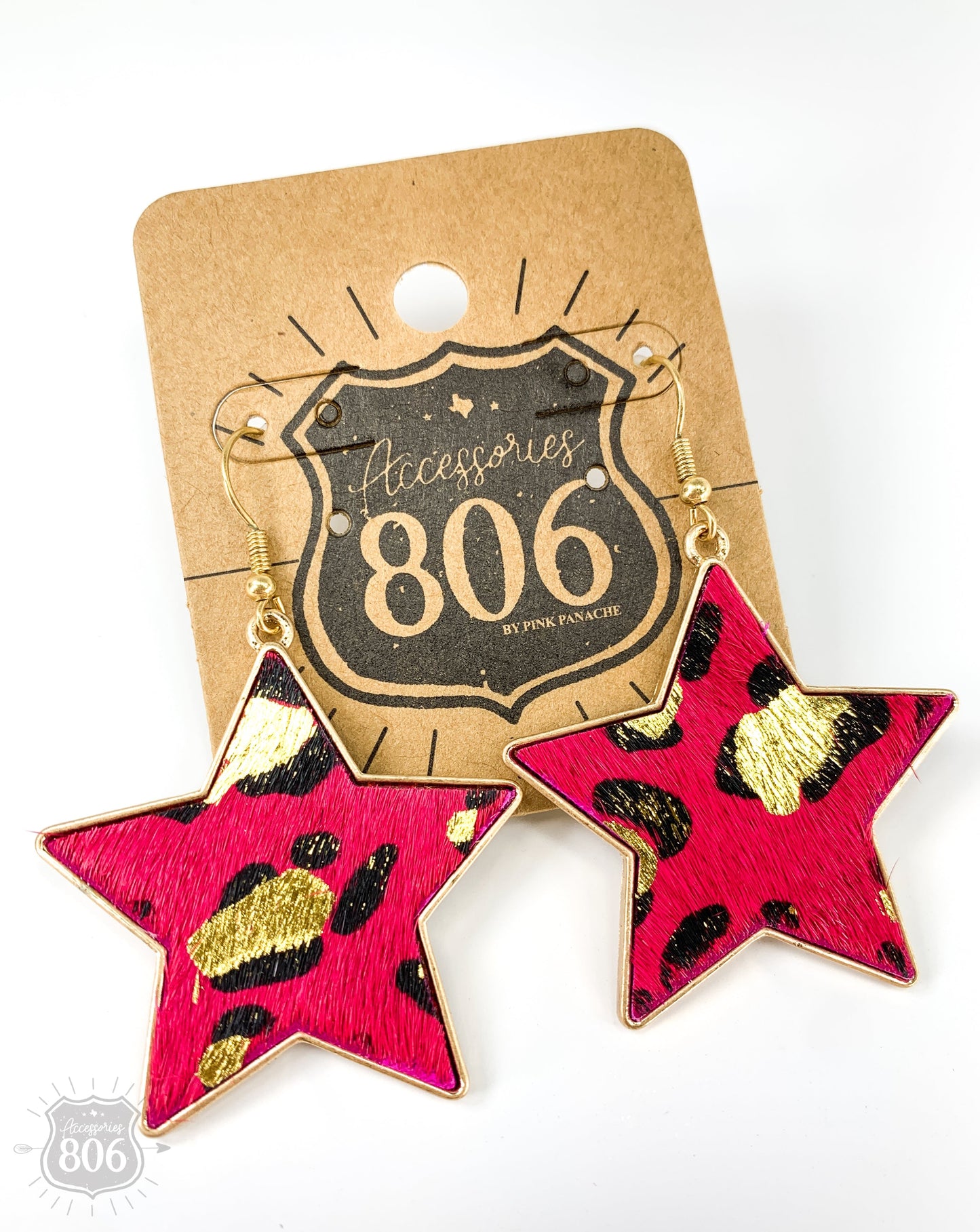 Leopard print star earring, last call