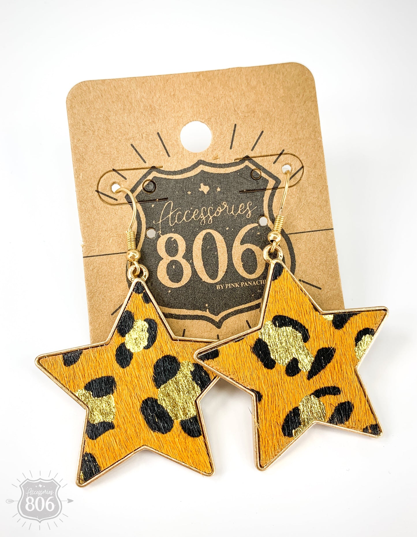 Leopard print star earring, last call