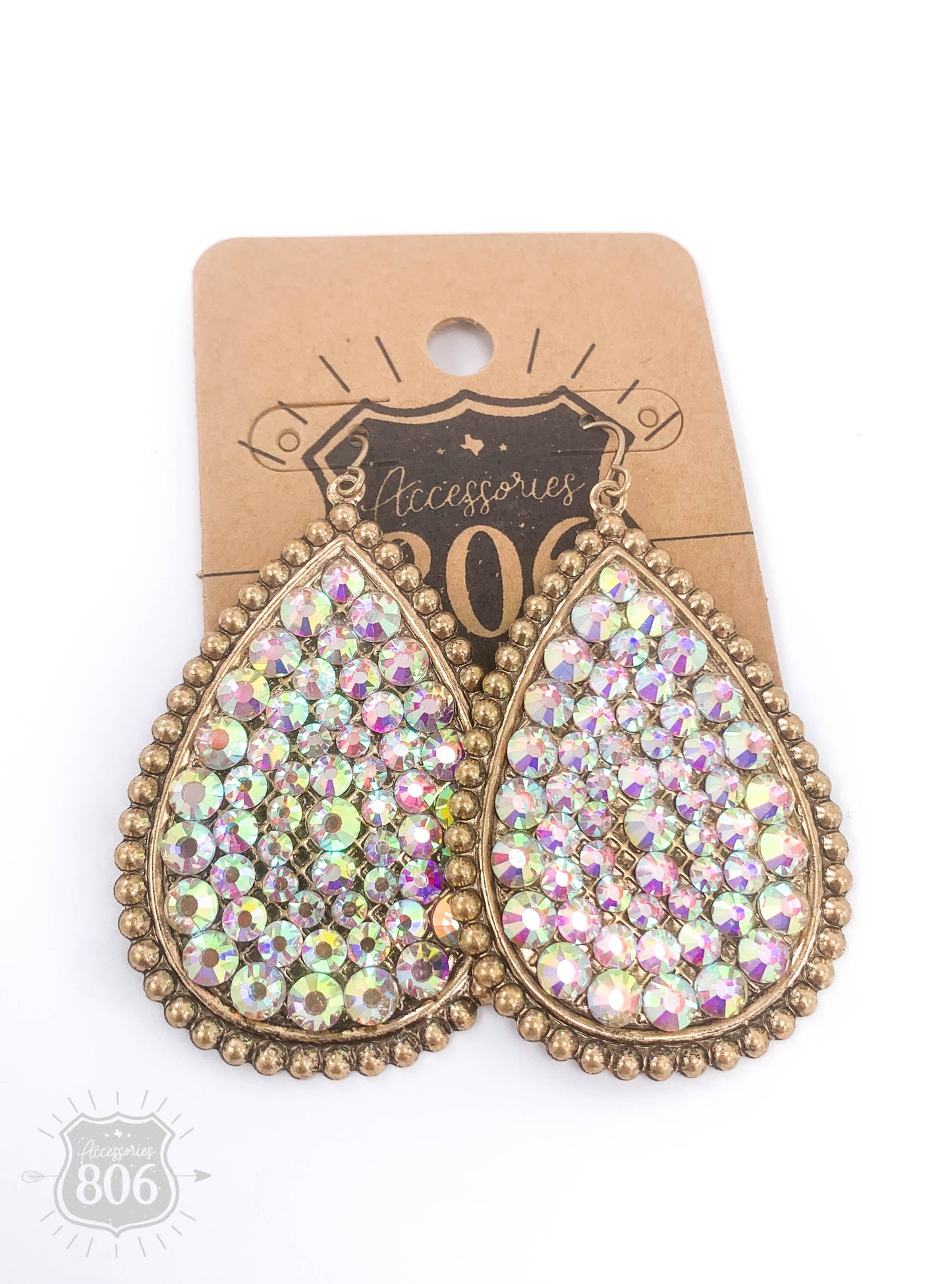 Rhinestone filled teardrop earring