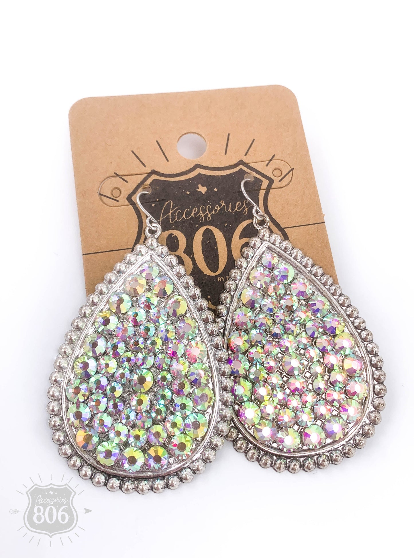 Rhinestone filled teardrop earring