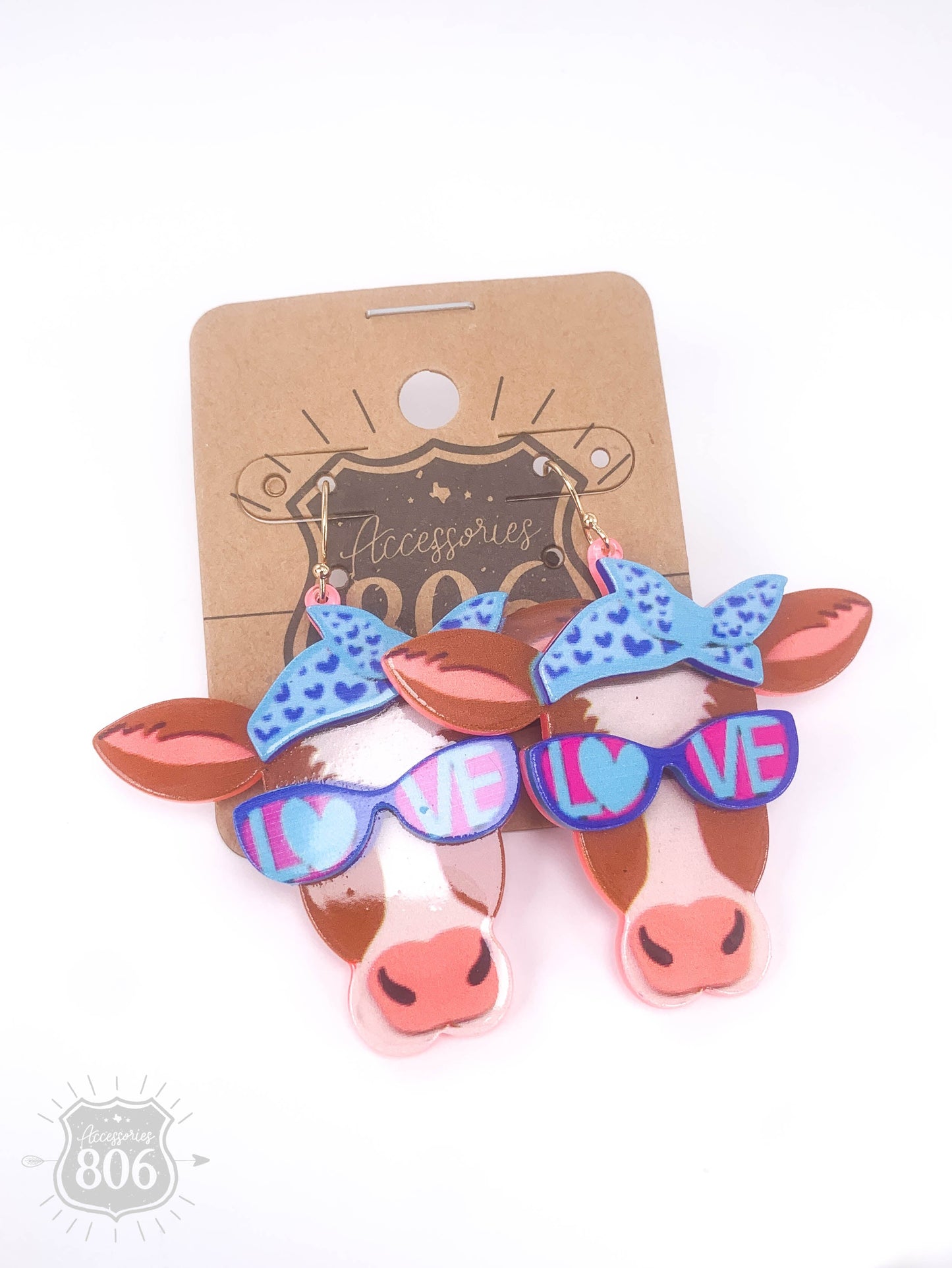 Acrylic cow head earring, last call