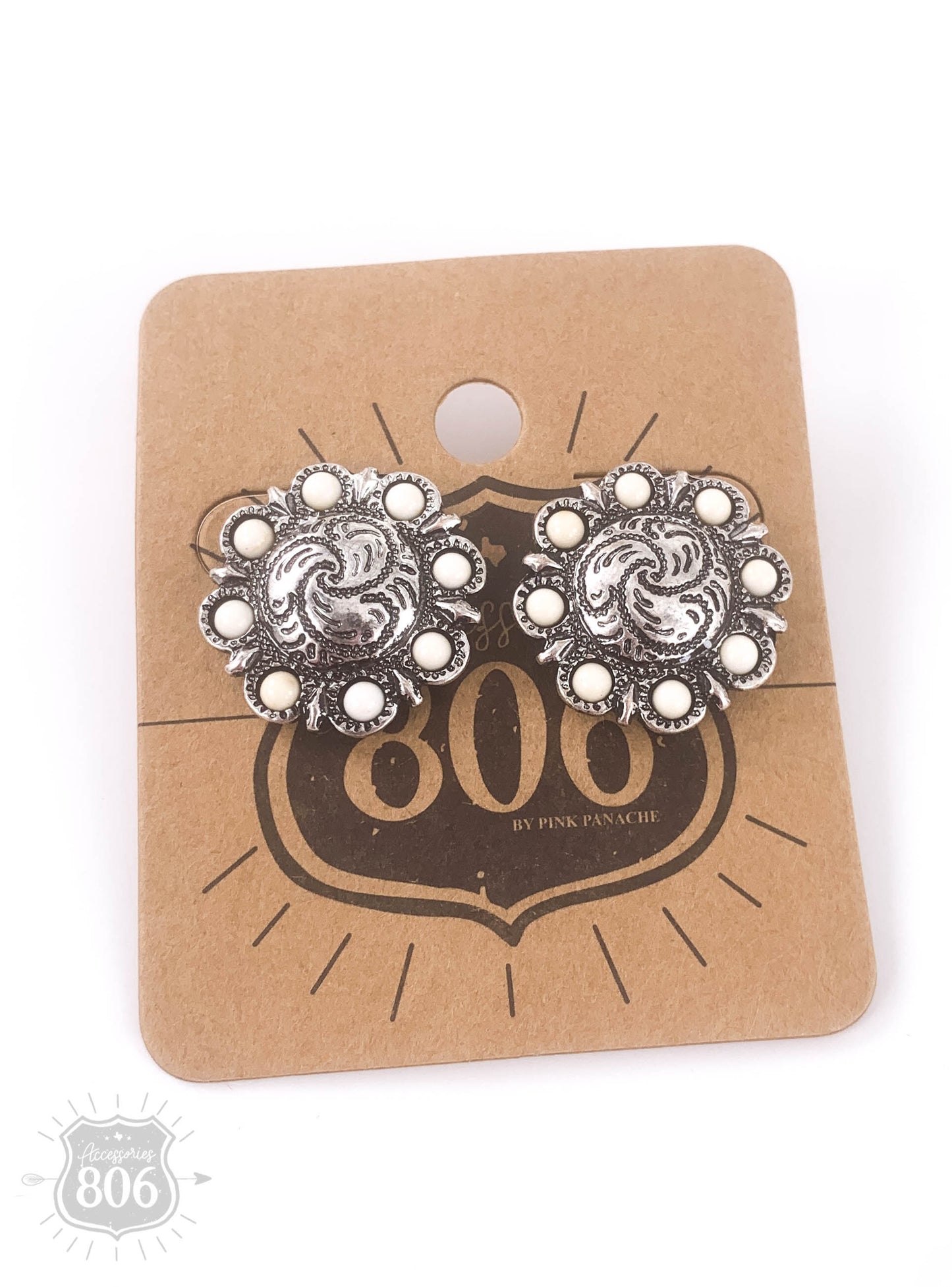 Decorative embossed concho post earring, last call