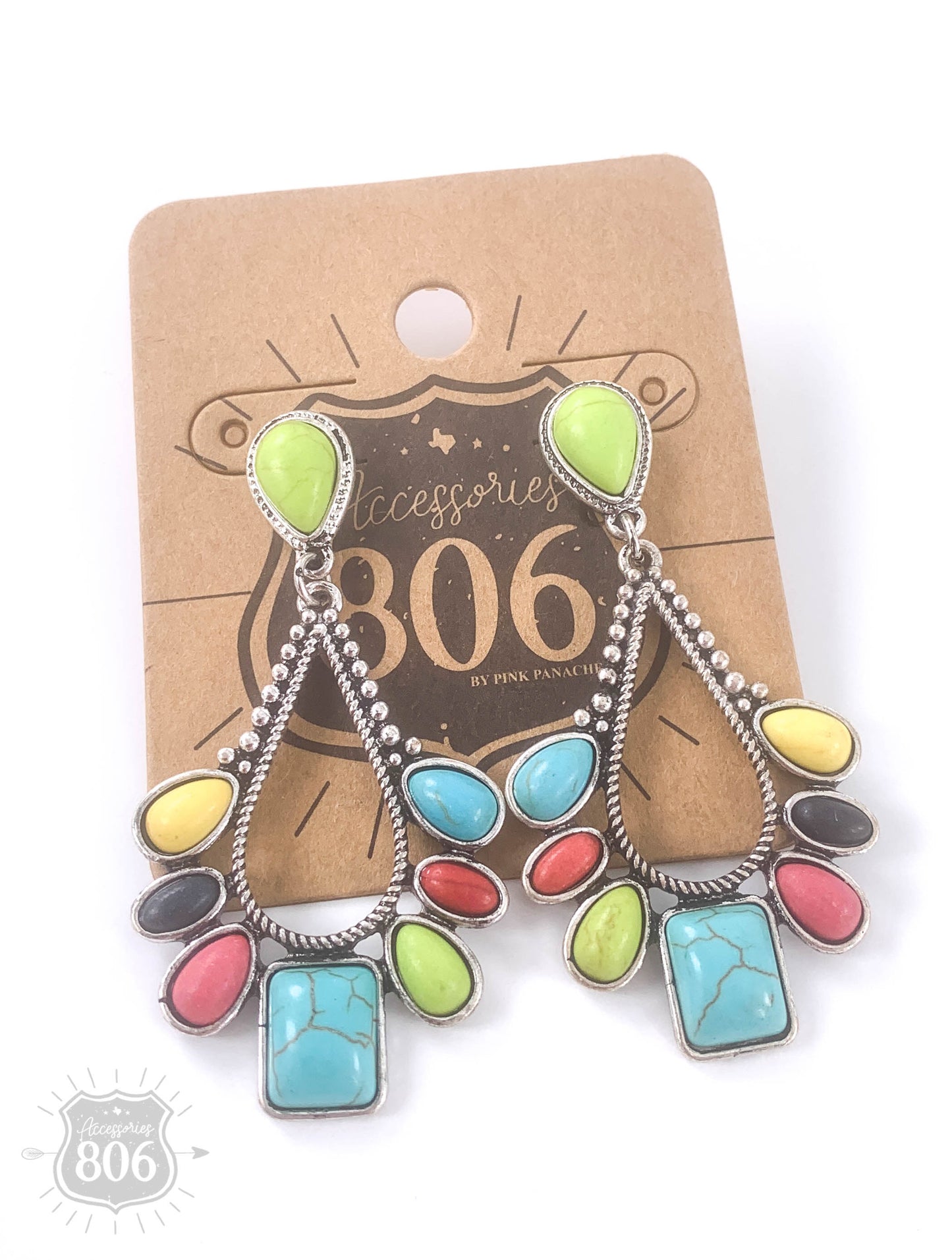 Decorative stone chandelier earring