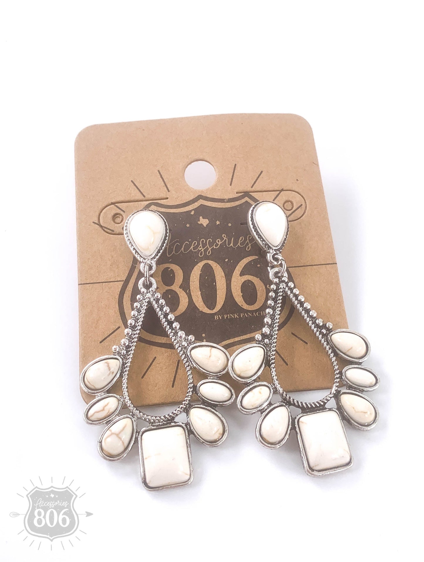 Decorative stone chandelier earring