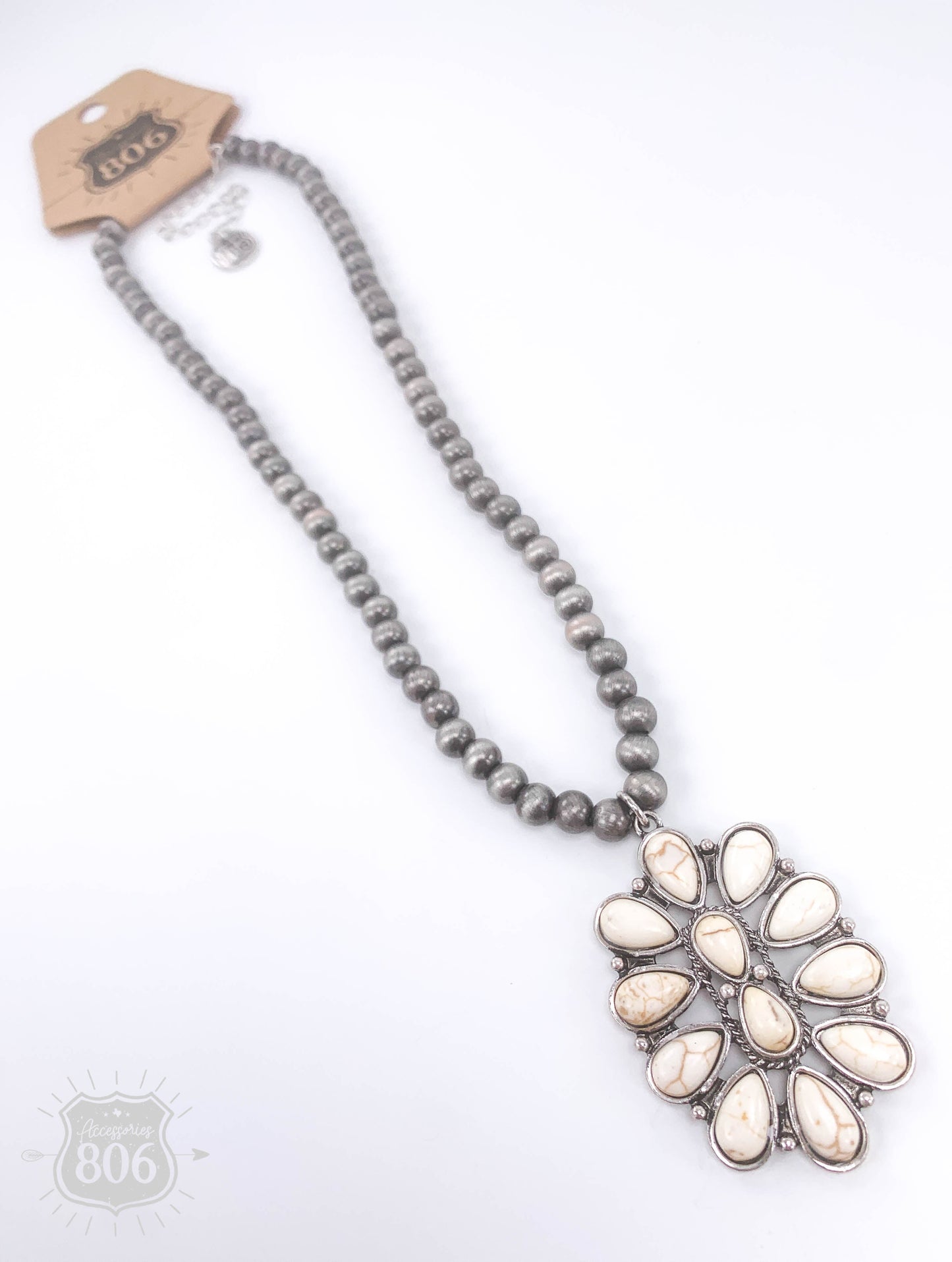Stone oval flower necklace, last call