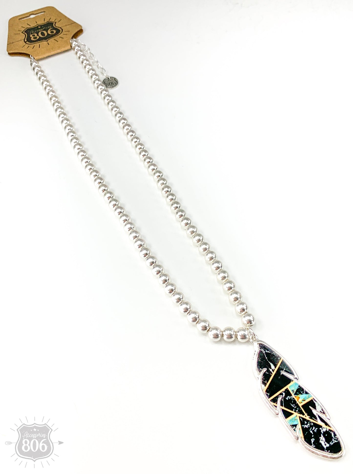 Mosaic feather pendant necklace, last call