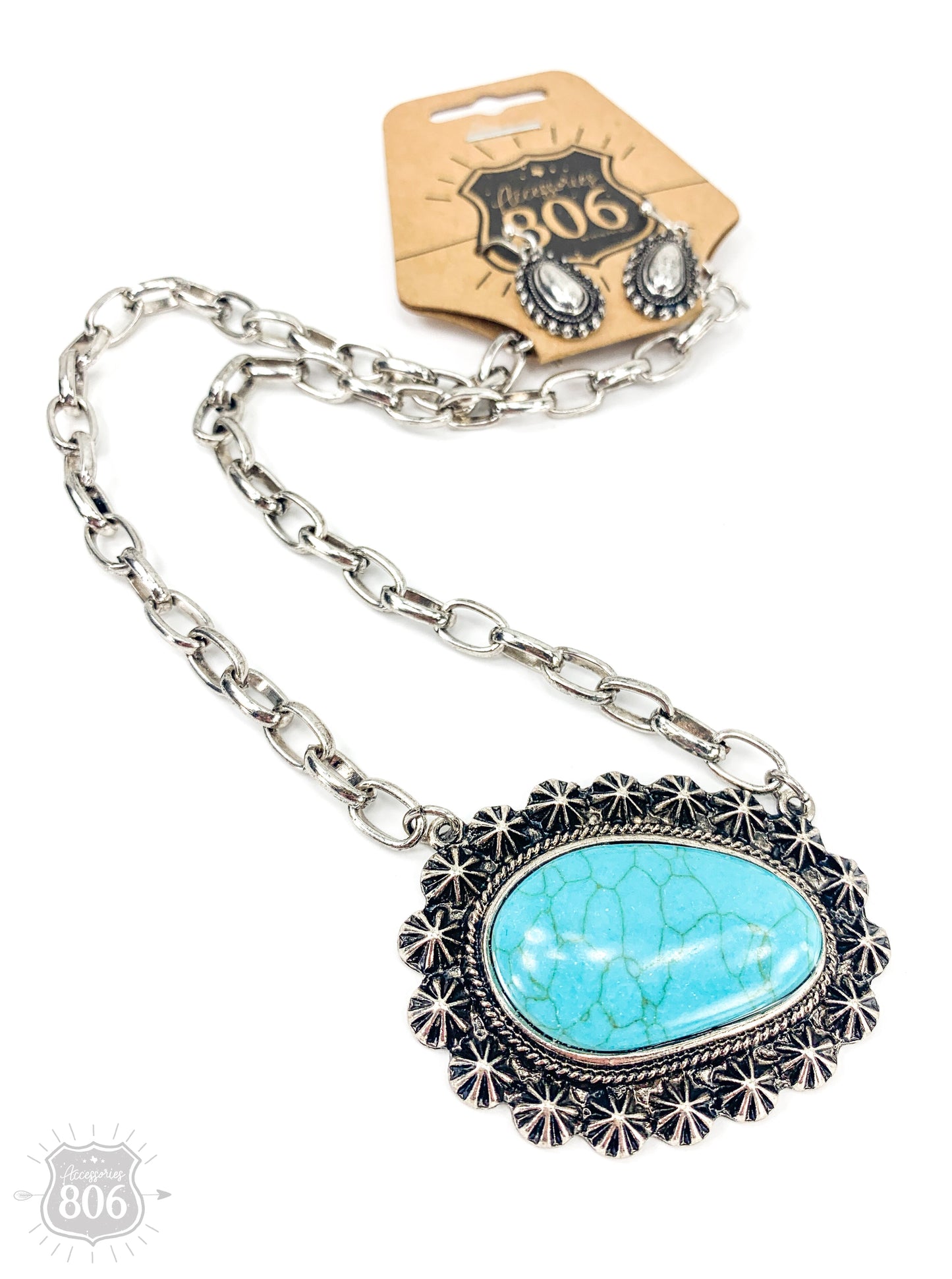 Oblong stone necklace set, last call